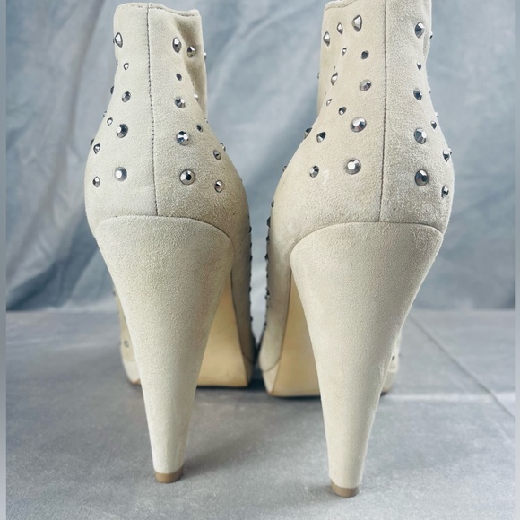 INC International Concepts Beige Peep-Toe Heels with Studded Rhinestones 11M - Picture 6 of 12